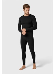 σετ ισοθερμικά ανδρικά kota με μπλούζα, κολάν & σκούφο – μαύρο kt2002-2-μαύρο