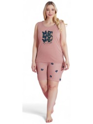 πιτζάμα γυναικεία με σορτσάκι plus size pijamood no pink pjmd30694-ροζ