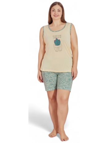 πιτζάμα γυναικεία με σορτσάκι plus size pijamood cactus σε προσφορά