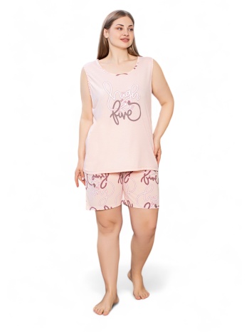 πιτζάμα γυναικεία με σορτσάκι plus size pijamood pink hug σε προσφορά