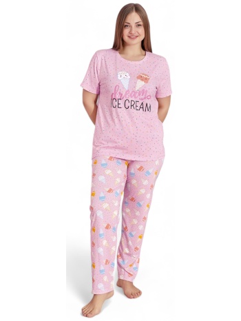 πιτζάμα γυναικεία με μακρύ παντελόνι plus size pijamood ice σε προσφορά