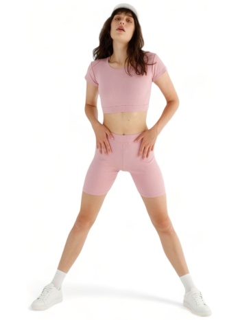 σετ κολάν biker siyahinci με crop top rib bubblegum pink σε προσφορά