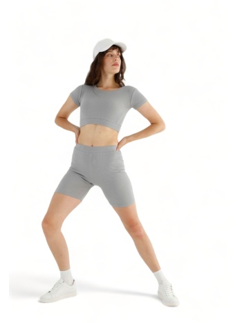 σετ κολάν biker siyahinci με crop top rib cloudy sky σε προσφορά