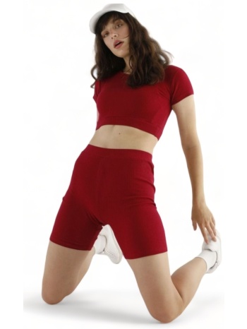 σετ κολάν biker siyahinci με crop top bordeux σε προσφορά