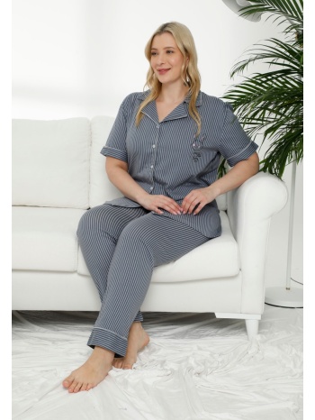 πιτζάμα siyah plus size με κουμπιά little bunny 56025 σε προσφορά