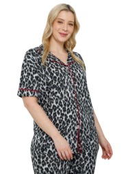 πιτζάμα plus size με κουμπιά tiger love 56050