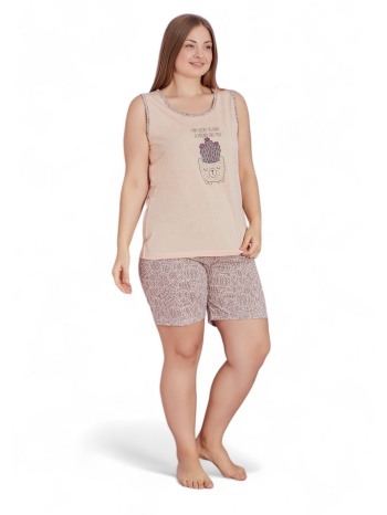 πιτζάμα γυναικεία με σορτσάκι plus size pijamood cactus σε προσφορά