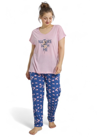 πιτζάμα γυναικεία με μακρύ παντελόνι plus size pijamood σε προσφορά