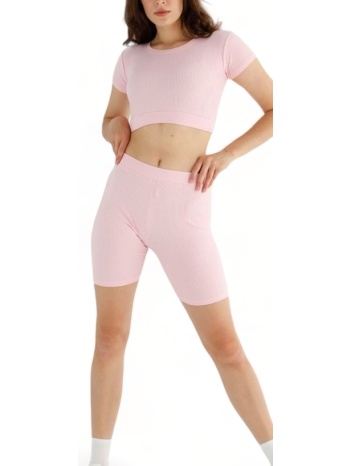 σετ κολάν biker siyahinci με crop top rib candy pink σε προσφορά