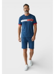 ανδρική καλοκαιρινή πιτζάμα collection βαμβακερή 100% cotton μπλε cl2690-1-μπλε