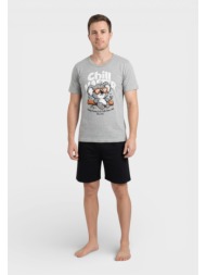 ανδρική πιτζάμα nina club βαμβακερή καλοκαιρινή γκρι – chill master nc26155-1-γκρι