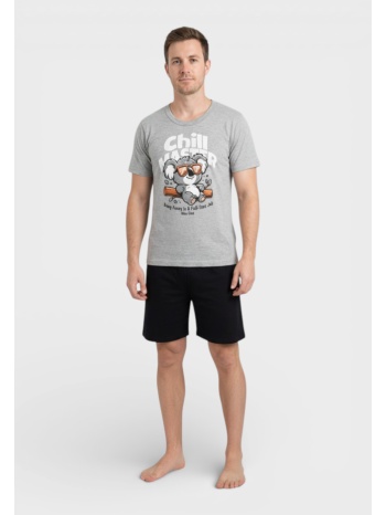 ανδρική πιτζάμα nina club βαμβακερή καλοκαιρινή γκρι –