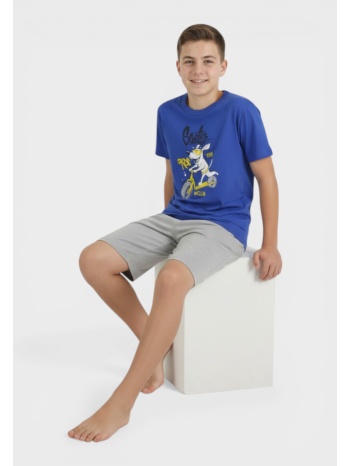 παιδική πιτζάμα nina club βαμβακερή καλοκαιρινή μπλέ ride