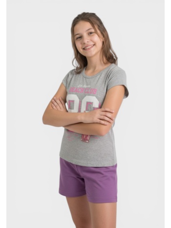 παιδική πιτζάμα nina club γκρί βαμβακερή καλοκαιρινή beach