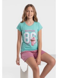 παιδική πιτζάμα nina club βεραμάν βαμβακερή καλοκαιρινή beach club nck26153-1-βεραμάν