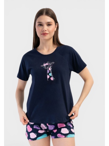 γυναικεία πιτζάμα vienetta καλοκαιρινή βαμβακερή μπλε navy
