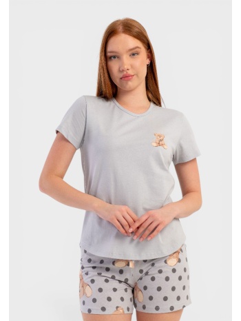 γυναικεία πιτζάμα vienetta καλοκαιρινή βαμβακερή γκρι με