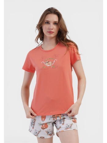 γυναικεία πιτζάμα vienetta καλοκαιρινή κοντομάνικη με