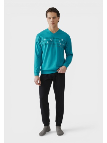 minerva new york ανδρική πυτζάμα βαμβακερή με v λαιμόκοψη σε προσφορά