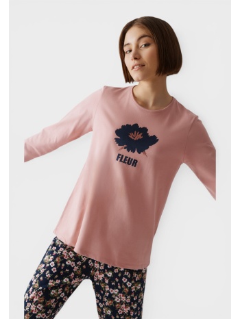 minerva fleur γυναικεία χειμερινή πυτζάμα ροζ 100% σε προσφορά