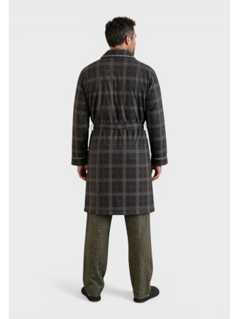 ανδρική ρόμπα λαδί καρό collection fleece cl103-1-λαδί