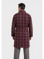 ανδρική ρόμπα μπορντό καρό collection fleece cl103-3-μπορντώ