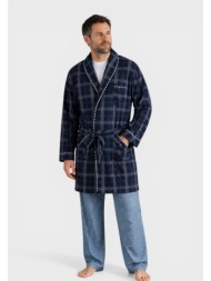 ανδρική ρόμπα μπλέ καρό collection fleece cl103-2-μπλε