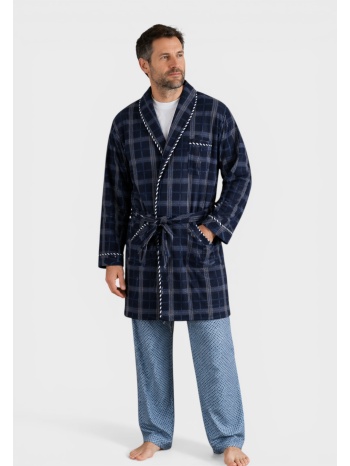 ανδρική ρόμπα μπλέ καρό collection fleece cl103-2-μπλε