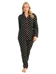 πιτζάμα γυναικεία plus size πικέ με κουμπιά spotted 75027