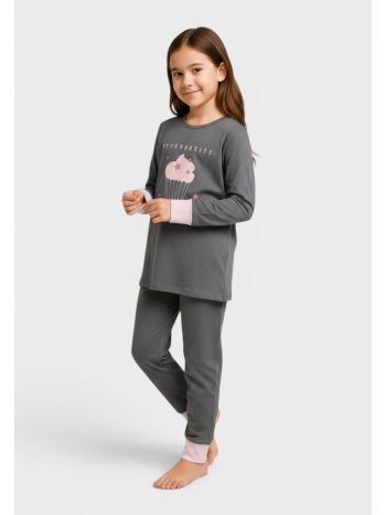 παιδική χειμερινή πυτζάμα pretty baby sprinkles γκρί 100% σε προσφορά