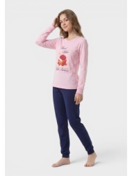 εφηβική πιτζάμα για κορίτσι nina club sweet cherries 100% cotton ροζ nc27630-2-ροζ