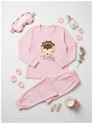 nina club winter hedgehog παιδική πιτζάμα για κορίτσι 100% βαμβακερή ροζ nc27244-69-ροζ