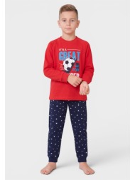 παιδική χειμερινή πιτζάμα για αγόρι pretty baby soccer κόκκινη 63823-576