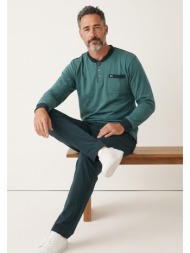 ανδρική πιτζάμα collection henley φούτερ 65% βαμβάκι ελληνικής κατασκευής πράσινο cl2725-68-πράσινο