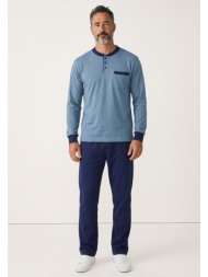 ανδρική πιτζάμα collection urban blue φούτερ 65% βαμβάκι ελληνικής κατασκευής cl2714-61-μπλε