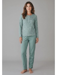 γυναικεία πιτζάμα collection cozy blossom φούτερ με πατιλέτα βαμβακερό πράσινο cl27010-68-πράσινο