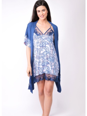 σετ ρόμπα - νυχτικό viscose blue wildflower 84422 σε προσφορά