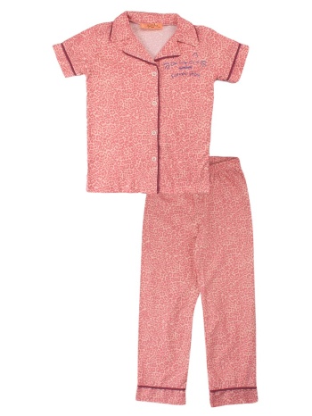 πιτζάμα παιδική με κουμπιά pink leopard 55628k σε προσφορά