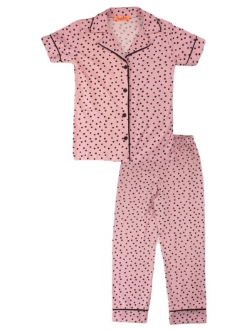 πιτζάμα παιδική-εφηβική με κουμπιά pink dots 55676k σε προσφορά