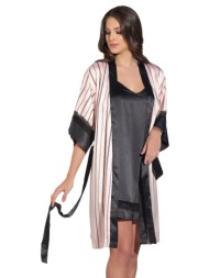 σετ ρόμπα νυχτικό σατέν pink stripes 12739