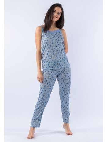 πιτζάμα γυναικεία με τιράντα blue flower 24218 σε προσφορά