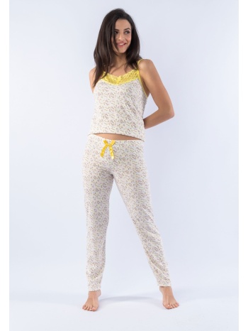 πιτζάμα γυναικεία με τιράντα yellow flower 24203 σε προσφορά