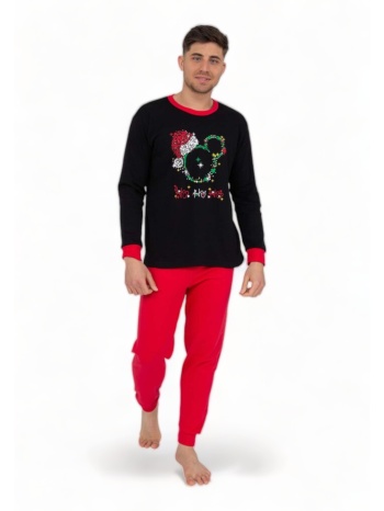 πιτζάμα ανδρική βαμβακερή nina club happy xmas nc2022m-μαύρο σε προσφορά