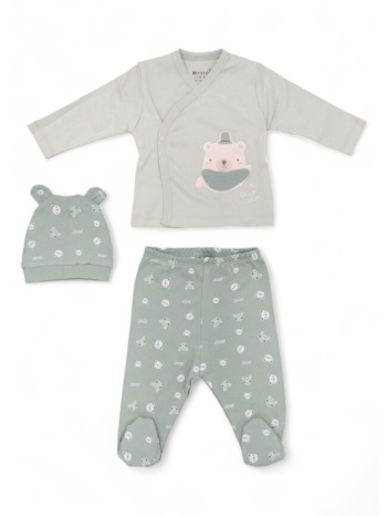 σετ πιτζαμα βρεφικη με σκουφακι biorganic bear σε προσφορά
