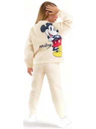 φόρμα για κορίτσι cimpa με ζακέτα minnie & mickey mouse mn21222-εκρού
