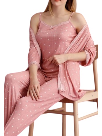σετ γυναικείο eliz ρόμπα με πιτζάμα pink stars pgs50111-ροζ σε προσφορά