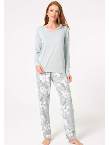 πιτζάμα γυναικεία anil viscoze floral ice 9858anl-μέντα σε προσφορά