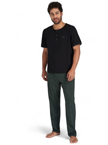 πιτζάμα ανδρική βαμβακερή με καρό παντελόνι pijadore σε προσφορά