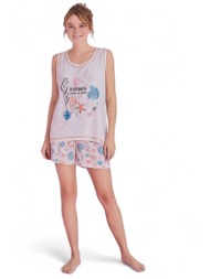 πιτζάμα γυναικεία με σορτσάκι pijamood shells pjmd10304-πολύχρωμο