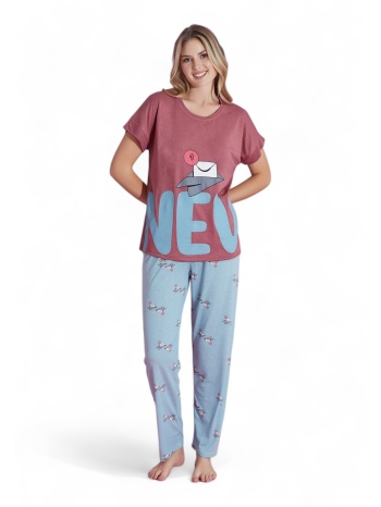 πιτζάμα γυναικεία μακρύ παντελόνι pijamood letter σε προσφορά